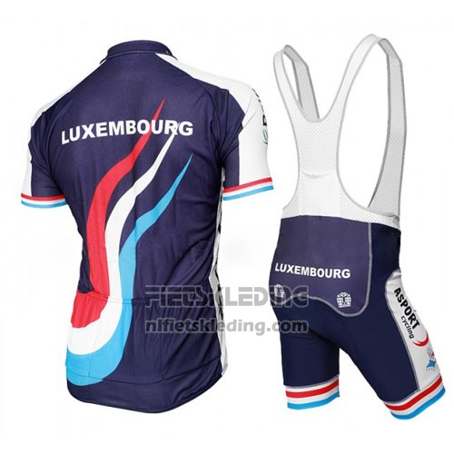 2016 Fietskleding Luxemburg Blauw en Wit Korte Mouwen en Koersbroek